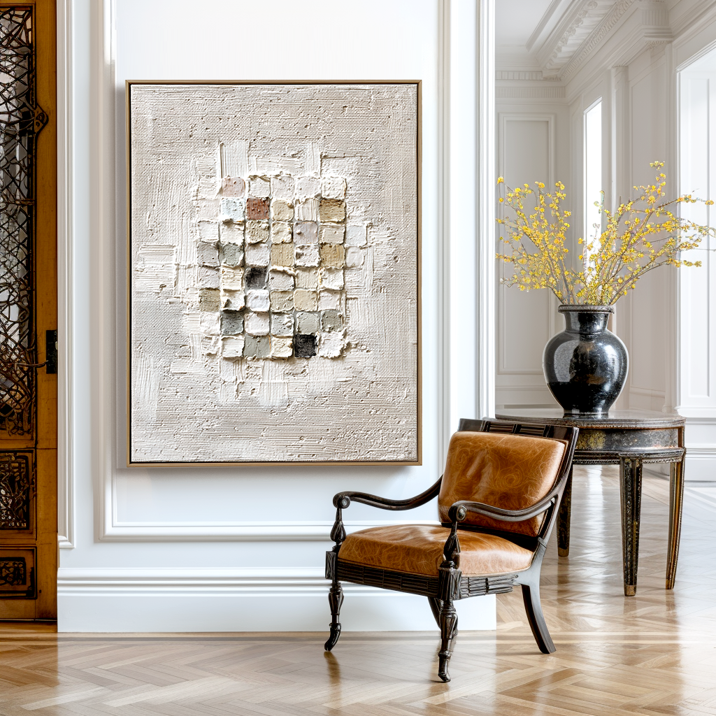 Abstract Textured Square Blocks - Minimalist Wall Art