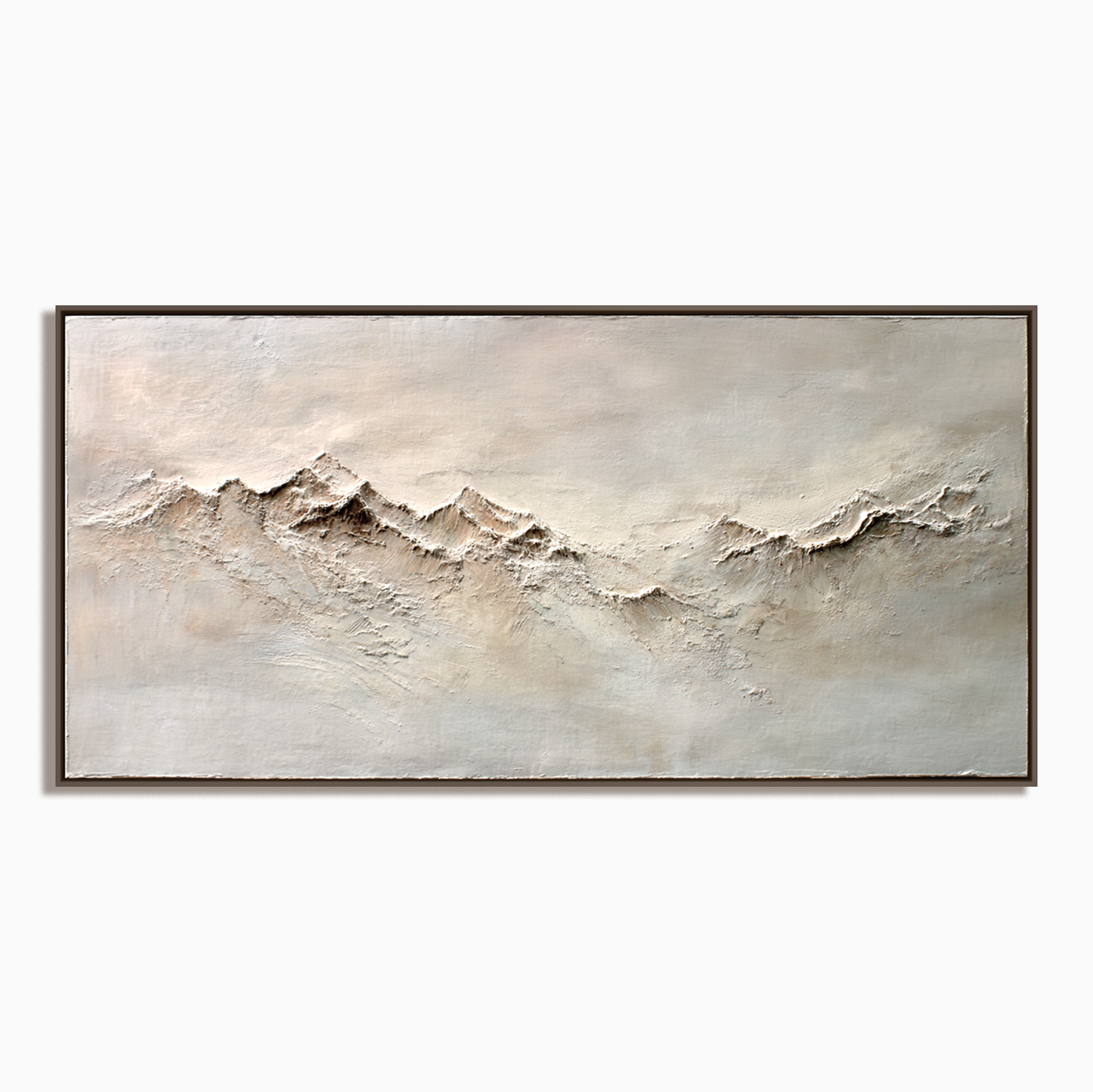 Abstract textured mountain range with soft neutral tones, minimalist landscape art.