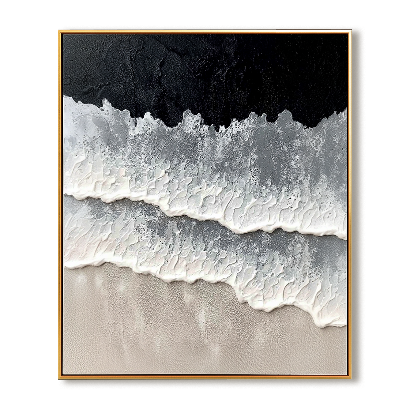 Abstract textured waves with black, gray, and white tones in minimalist design.