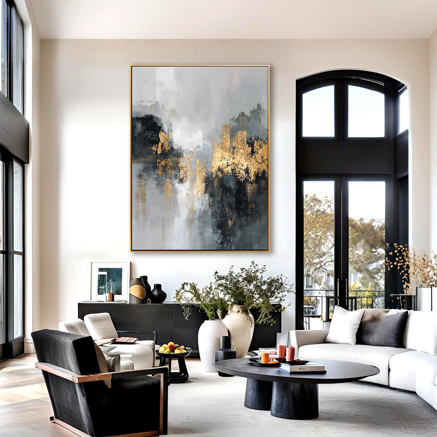 Abstract Landscape with Gold Accents - Modern Art