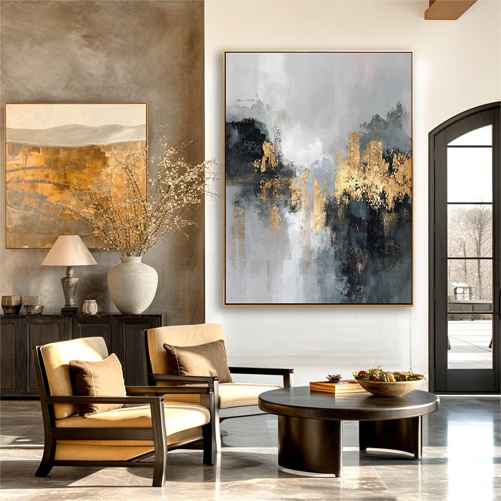 Abstract Landscape with Gold Accents - Modern Art