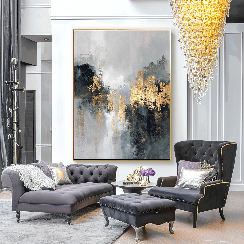 Abstract Landscape with Gold Accents - Modern Art