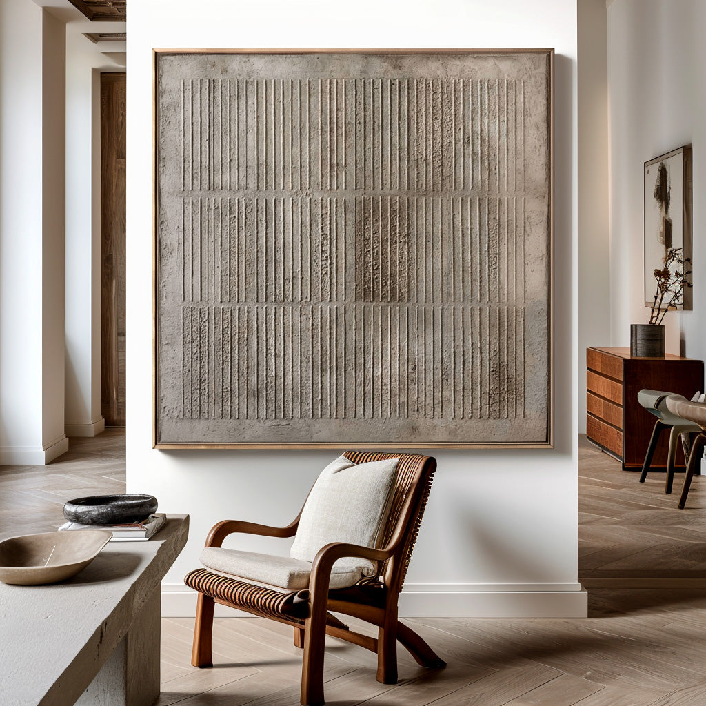 Textured abstract lines in a grid pattern with neutral tones and minimalist design.