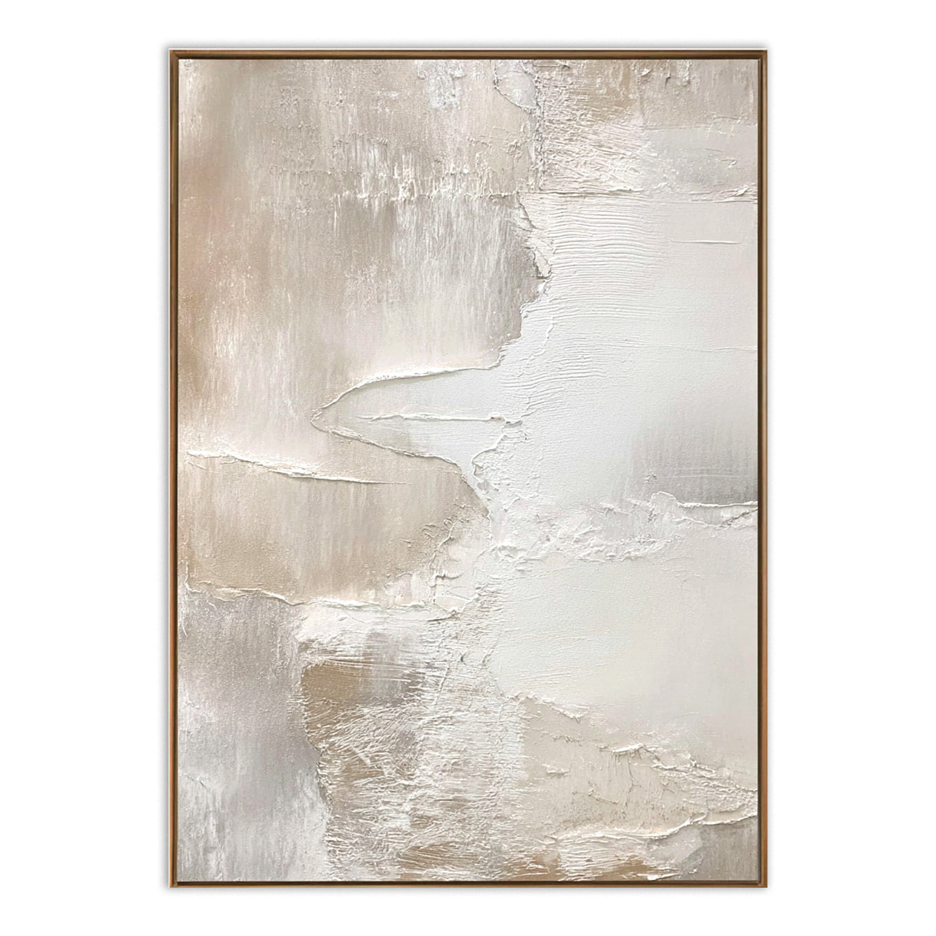 Abstract textured art in soft white and beige tones, creating a minimalist and elegant design.