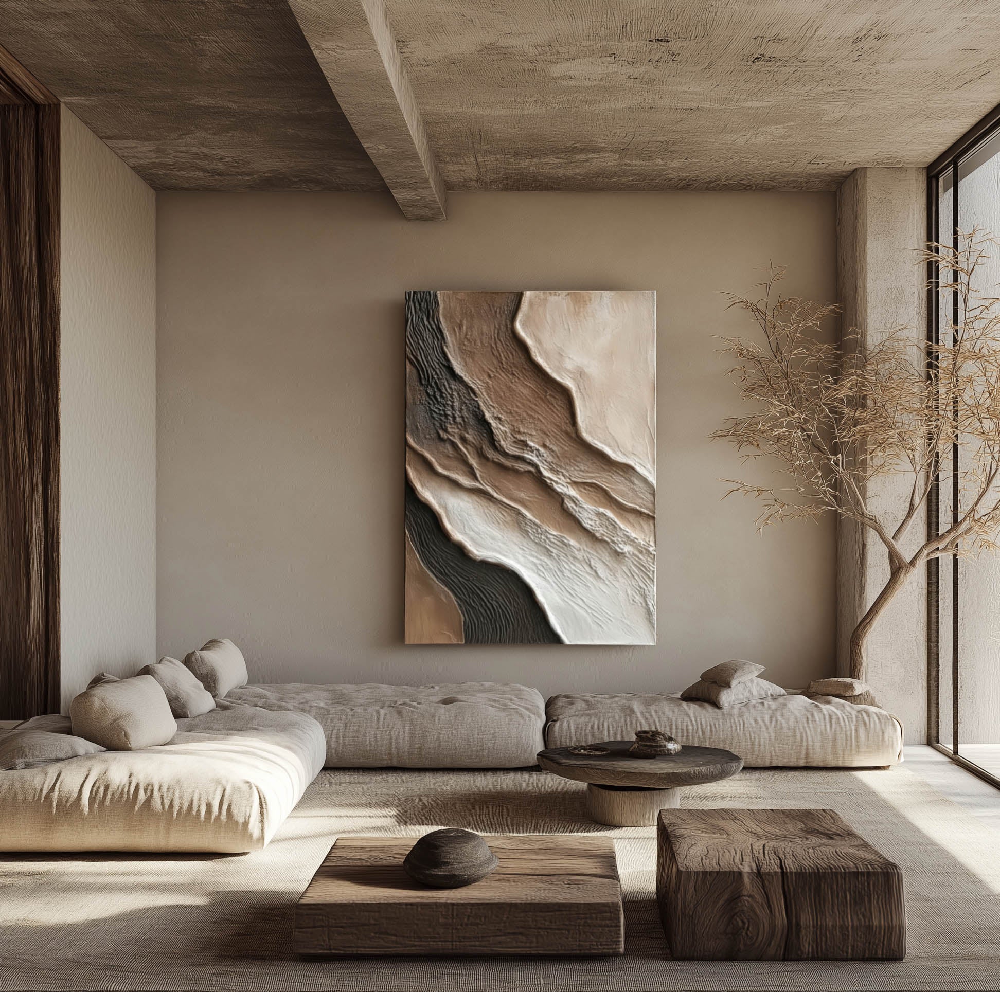 Erosion Lines — Natural Textured Minimalist Wall Art