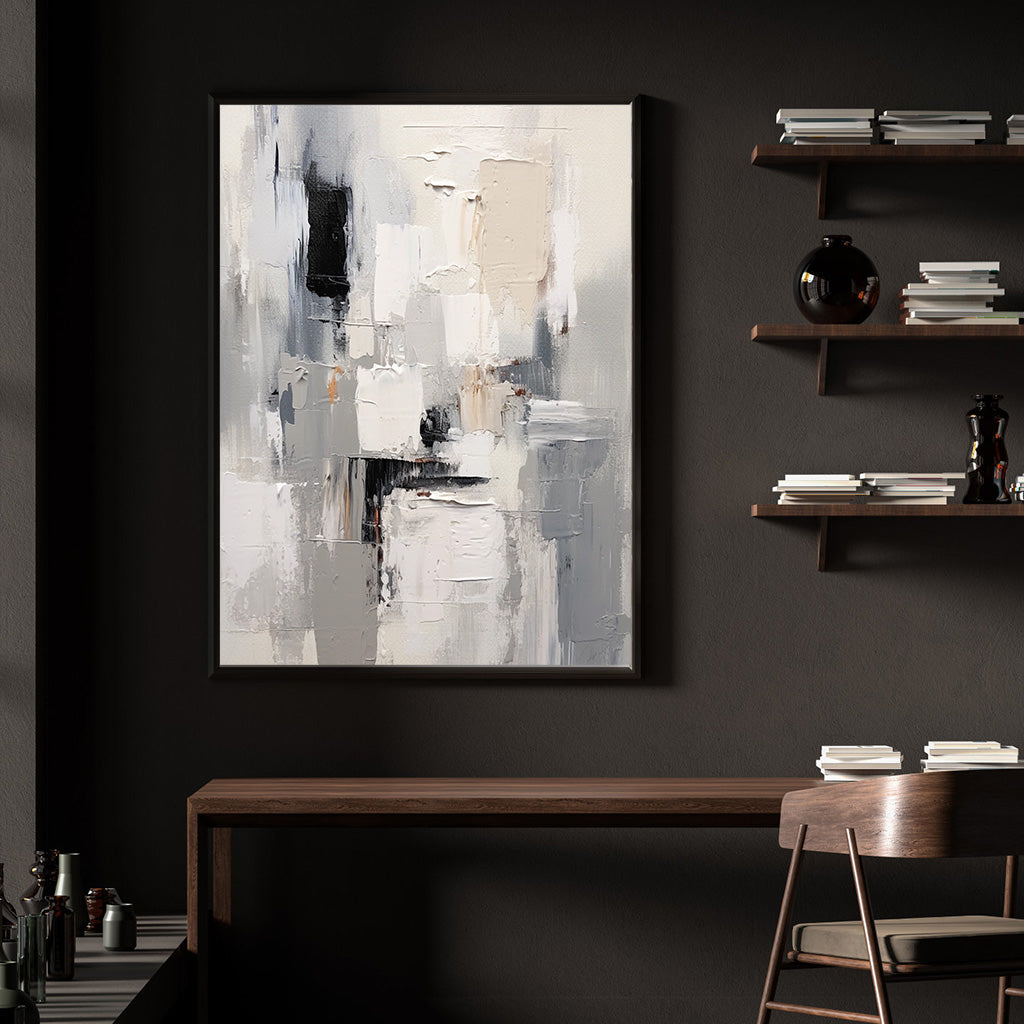 Modern textured abstract painting with thick neutral layers, ideal for minimalist and Wabi-Sabi interior decor.