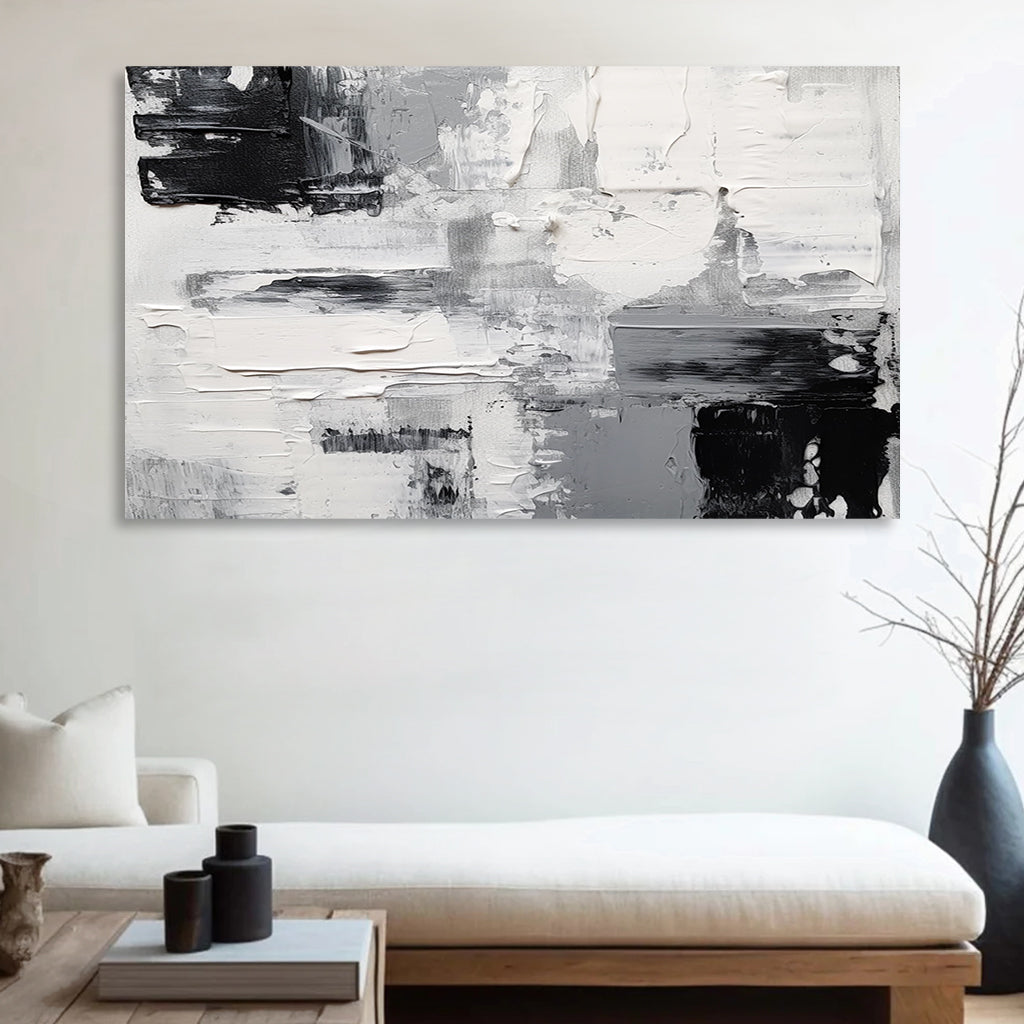 Shadowed Harmony — Horizontal Minimalist Textured Abstract Art