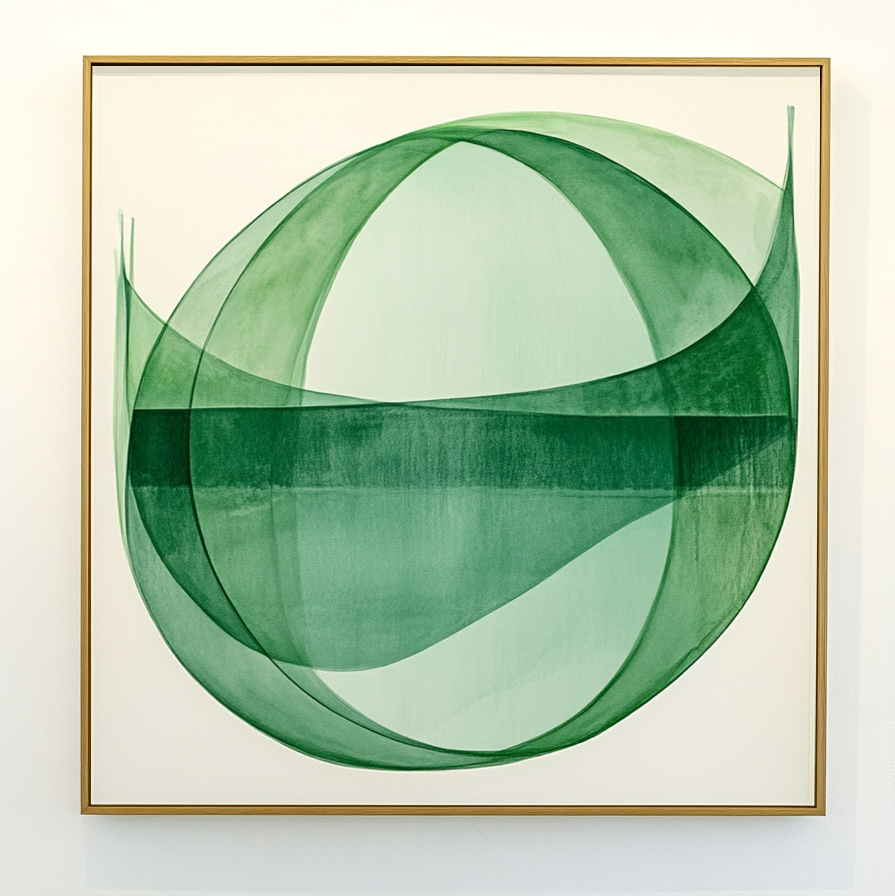 Green Abstract Art - Geometric Fluidity in Modern Painting