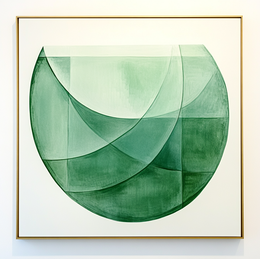 Green Geometric Abstract Art - Fluid Shapes in Soft Tones
