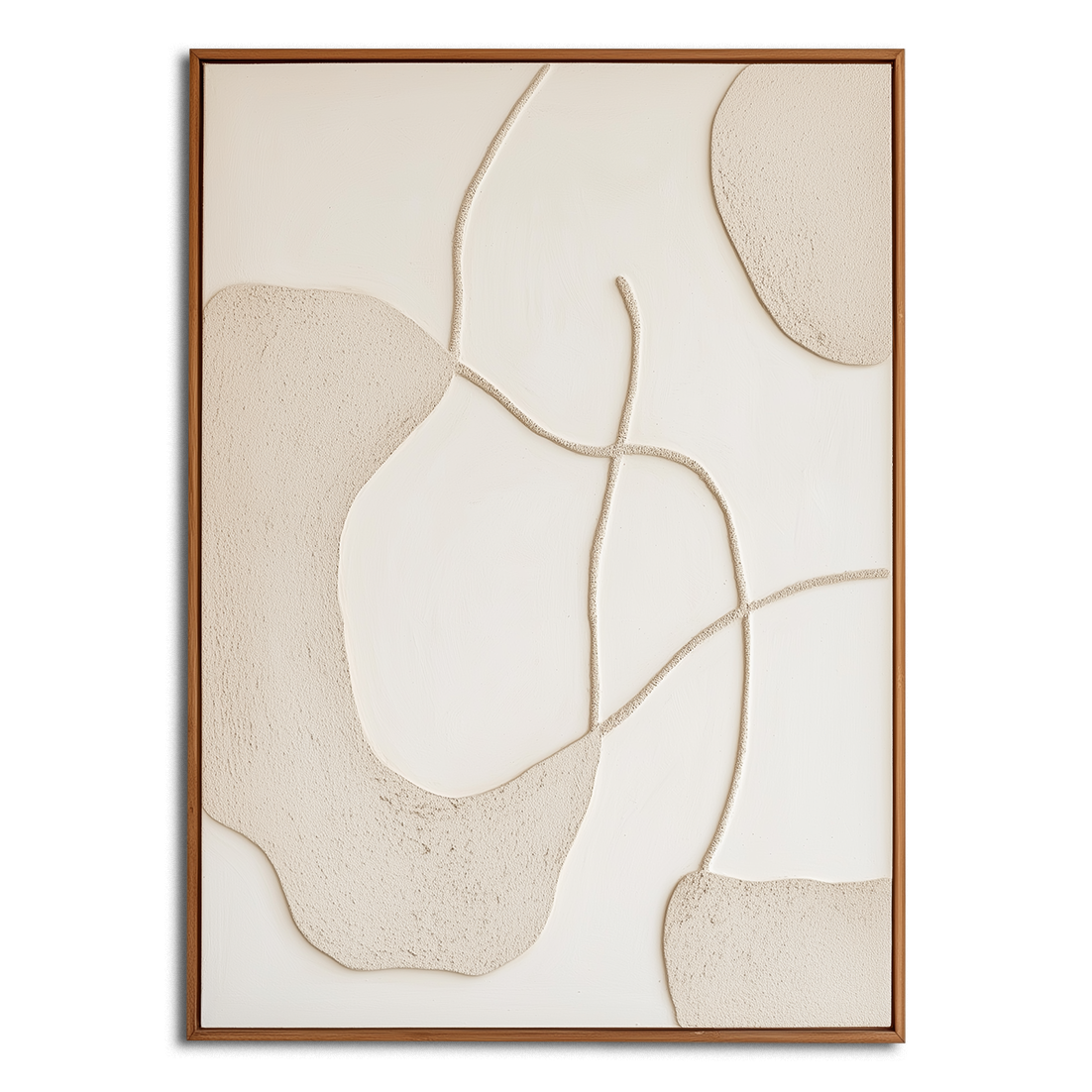 Minimalist beige textured abstract painting with flowing organic lines