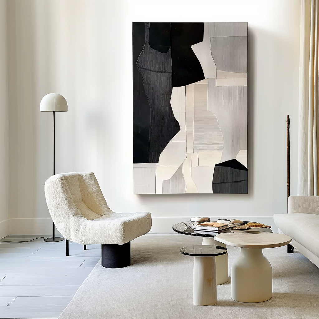 Monochrome Elegance – Abstract Black and White Art