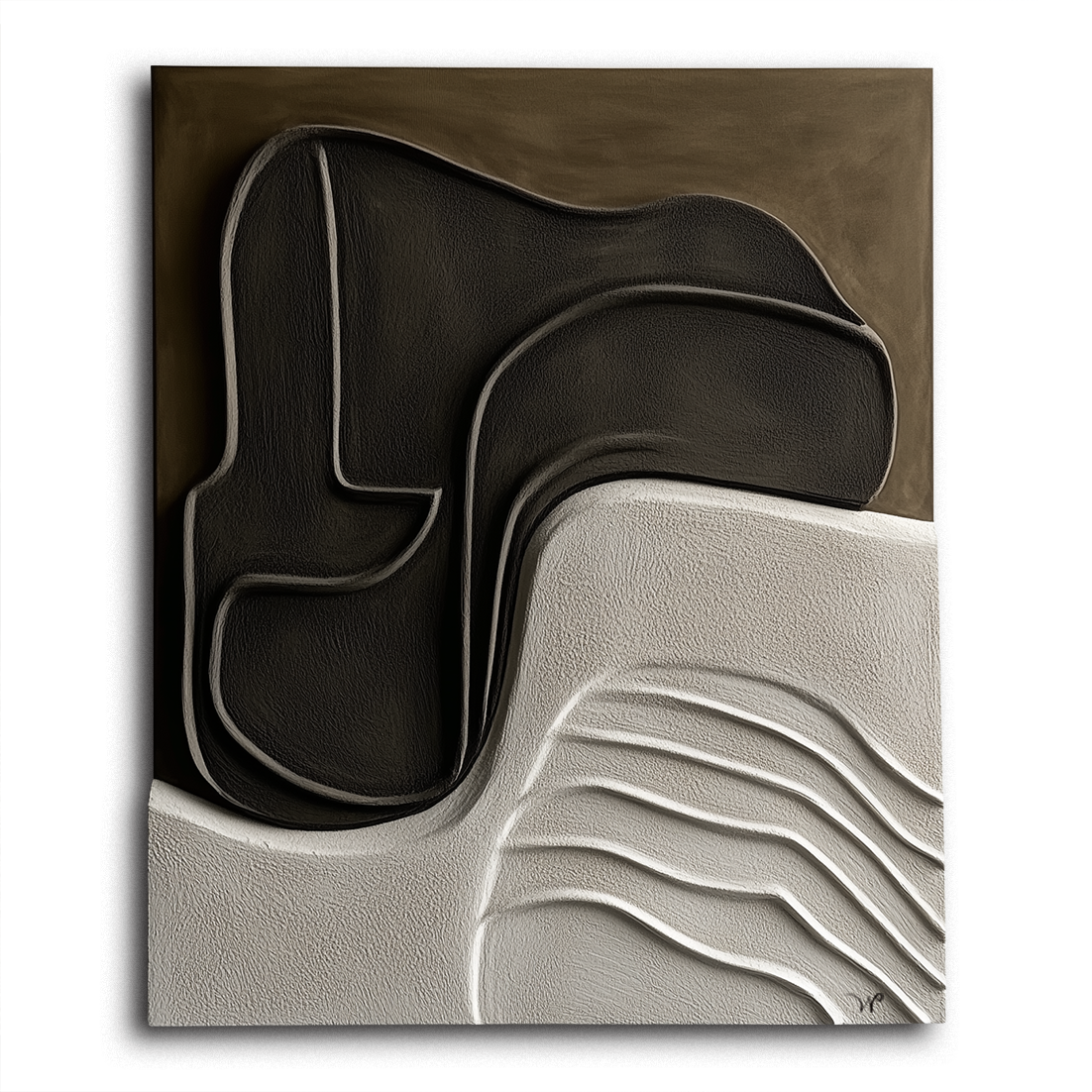 Abstract Textured Art – Organic Shapes with 3D Relief in Earthy Tones