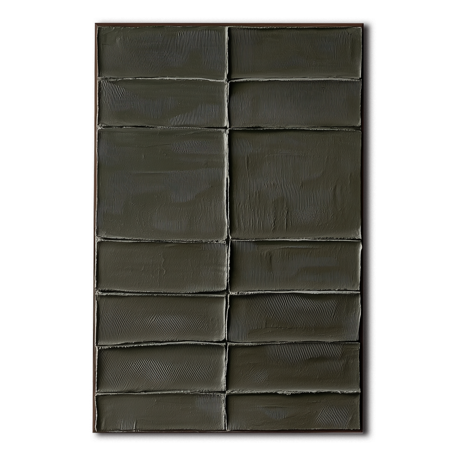 Minimalist textured geometric abstract painting with earthy rectangular patterns