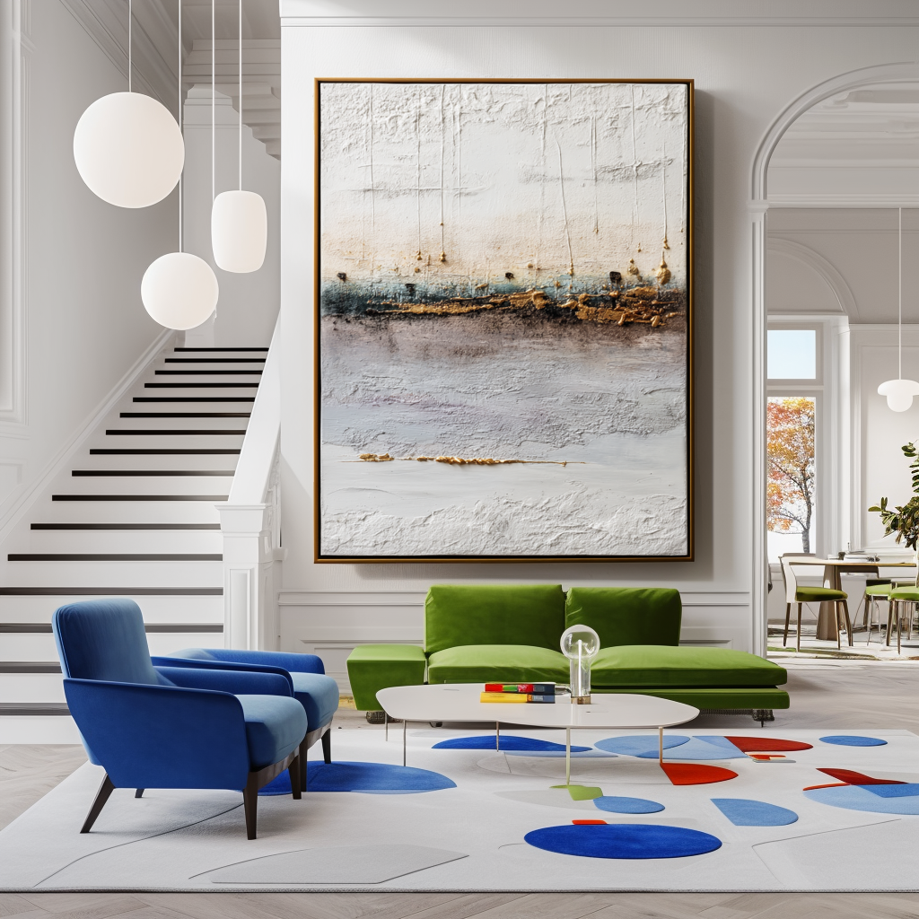 Abstract oil painting with gold accents, neutral tones, and textured strokes, modern minimalist art