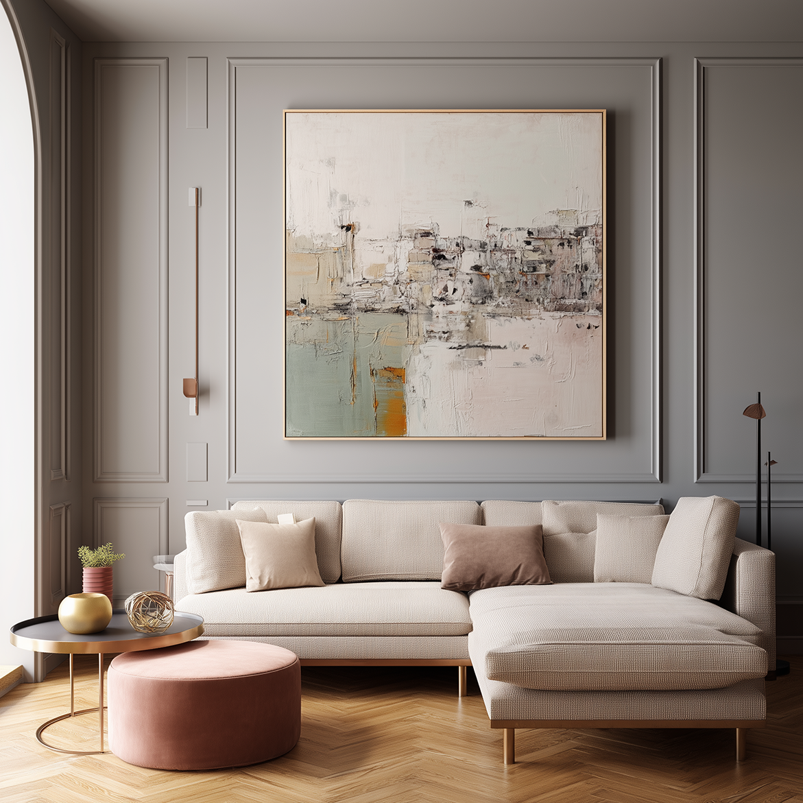 Abstract textured painting with soft colors and modern brushstroke design