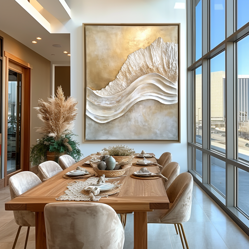 Golden Crest – Modern Textured Wave Wall Art