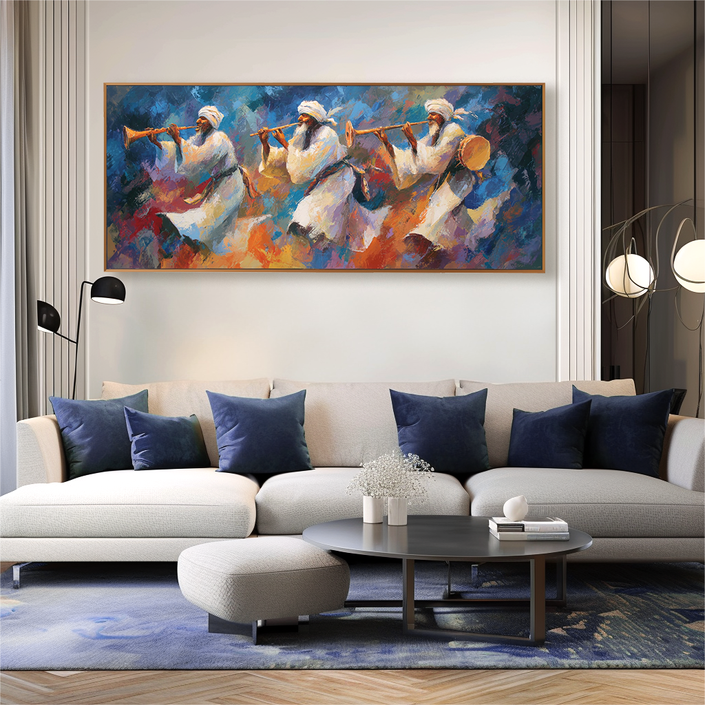 Tribal Musicians in Motion – Colorful African Music Painting