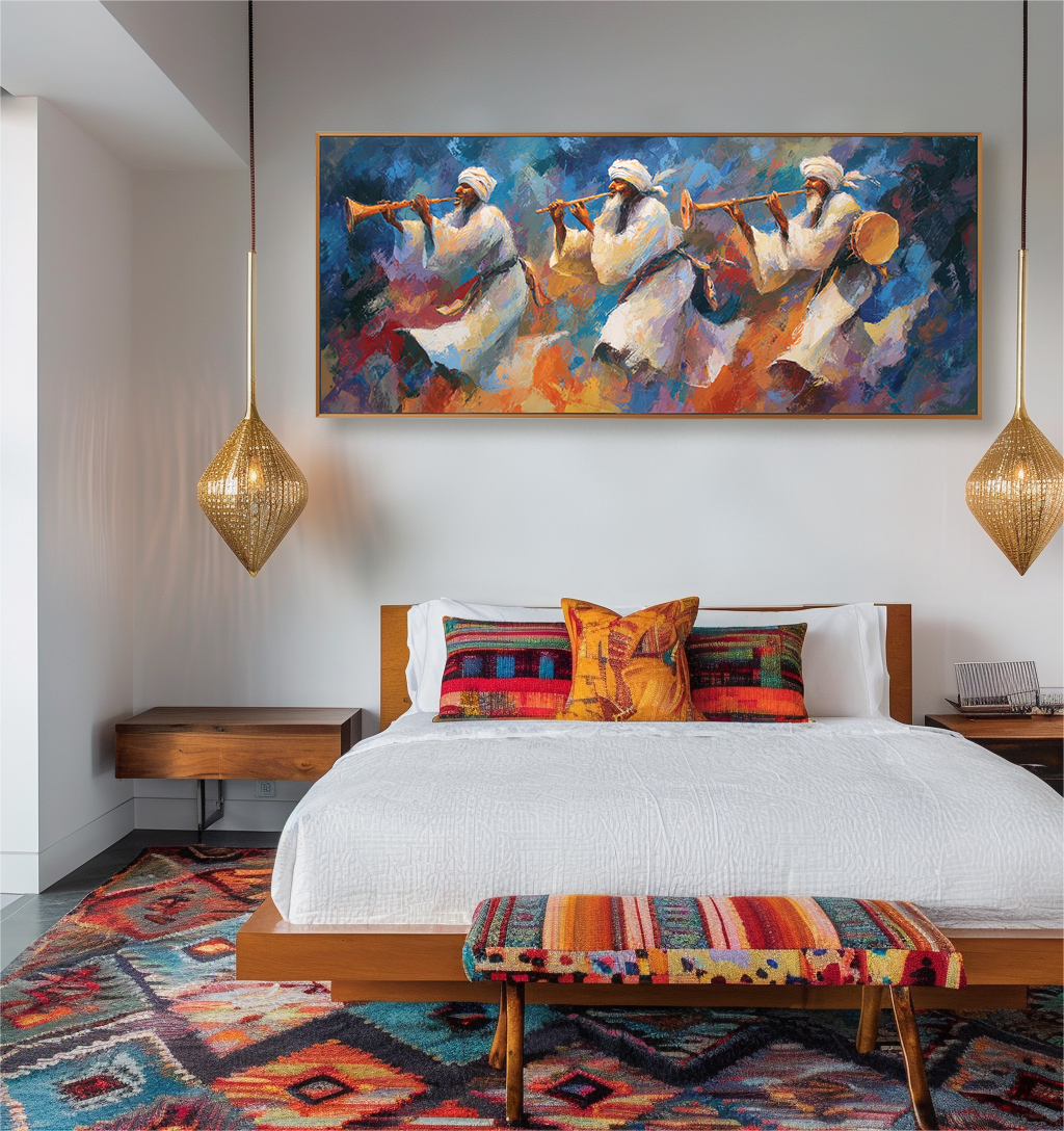 Tribal Musicians in Motion – Colorful African Music Painting