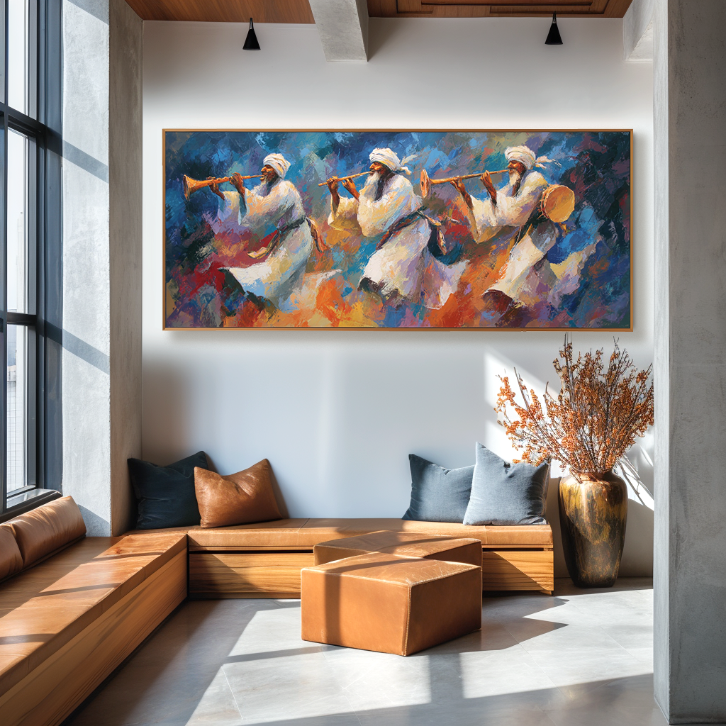 Tribal Musicians in Motion – Colorful African Music Painting