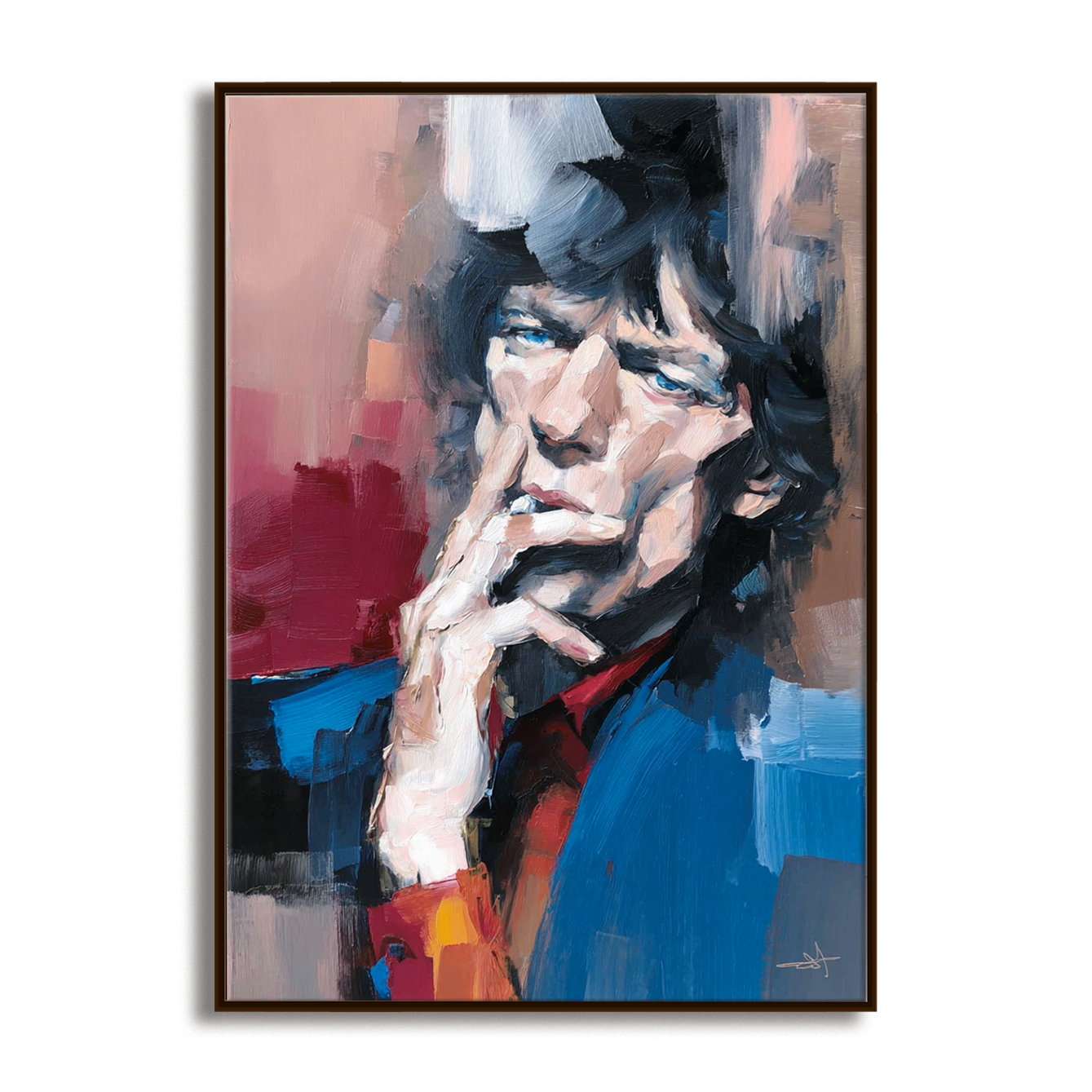 Abstract Portrait Art – Bold Expression with Blue and Red Tones