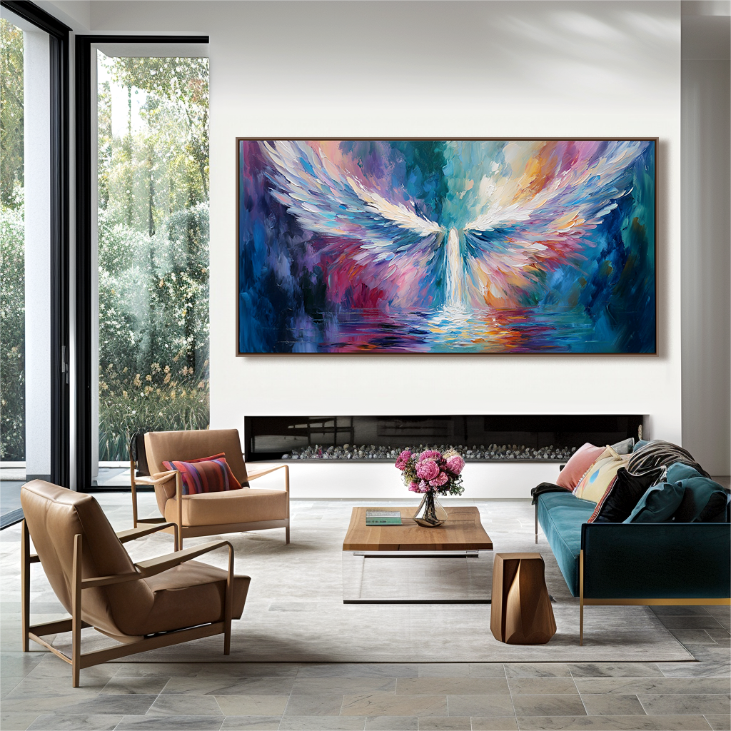 Colorful Angel Wings - Abstract Oil Painting of Light and Emotion