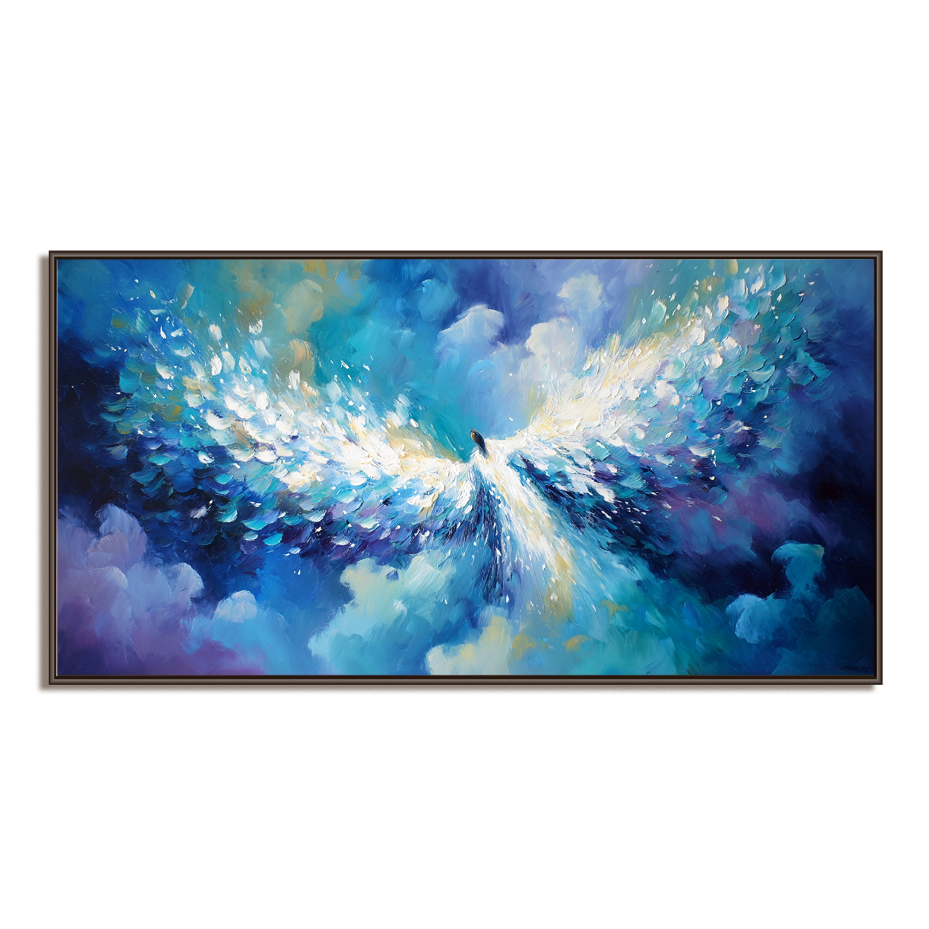 Angel Wings in Flight - Vibrant Abstract Oil Painting
