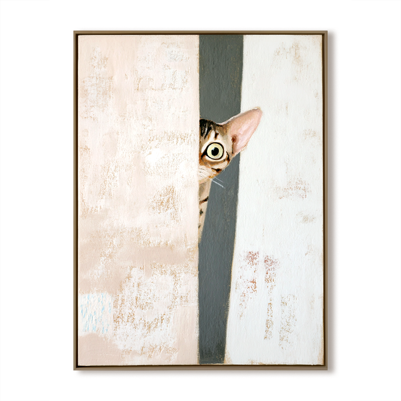 Curious Cat – Playful Peeking Abstract Painting