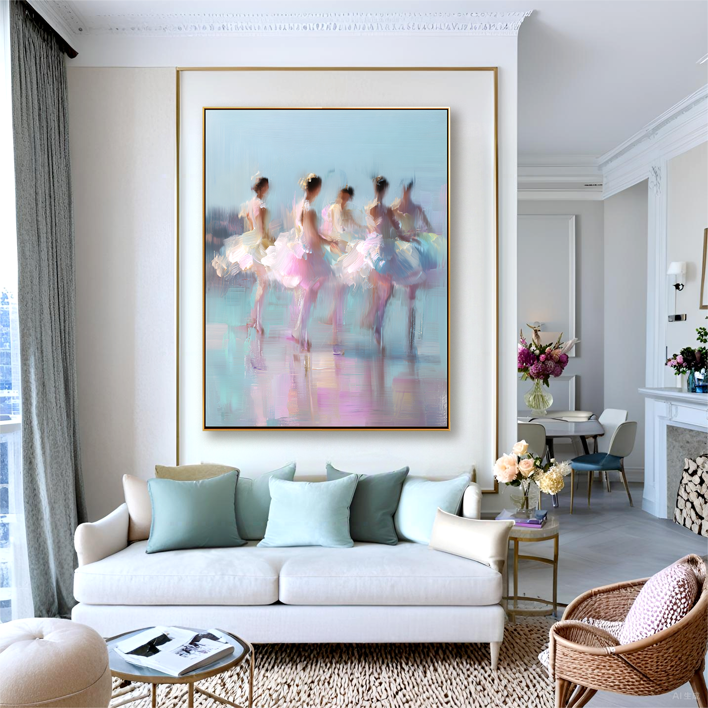 Abstract Ballet Dance Art – Soft Brush Strokes in Pastel Tones