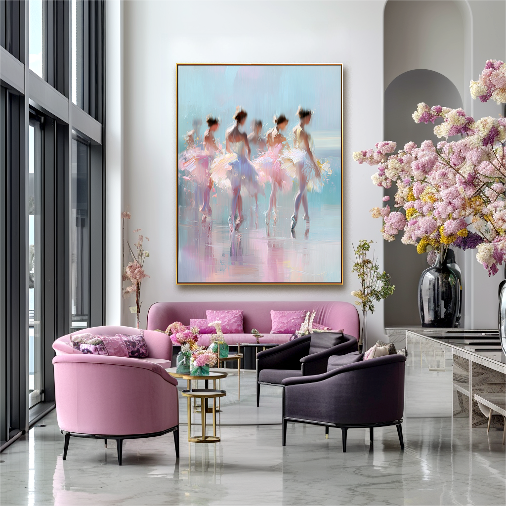 Graceful Ballet Dancers in Motion – Abstract Art with Soft Brushstrokes