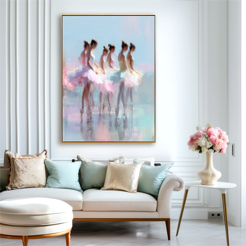 Ballet Dancers in Motion – Abstract Art with Soft and Dreamy Brushstrokes