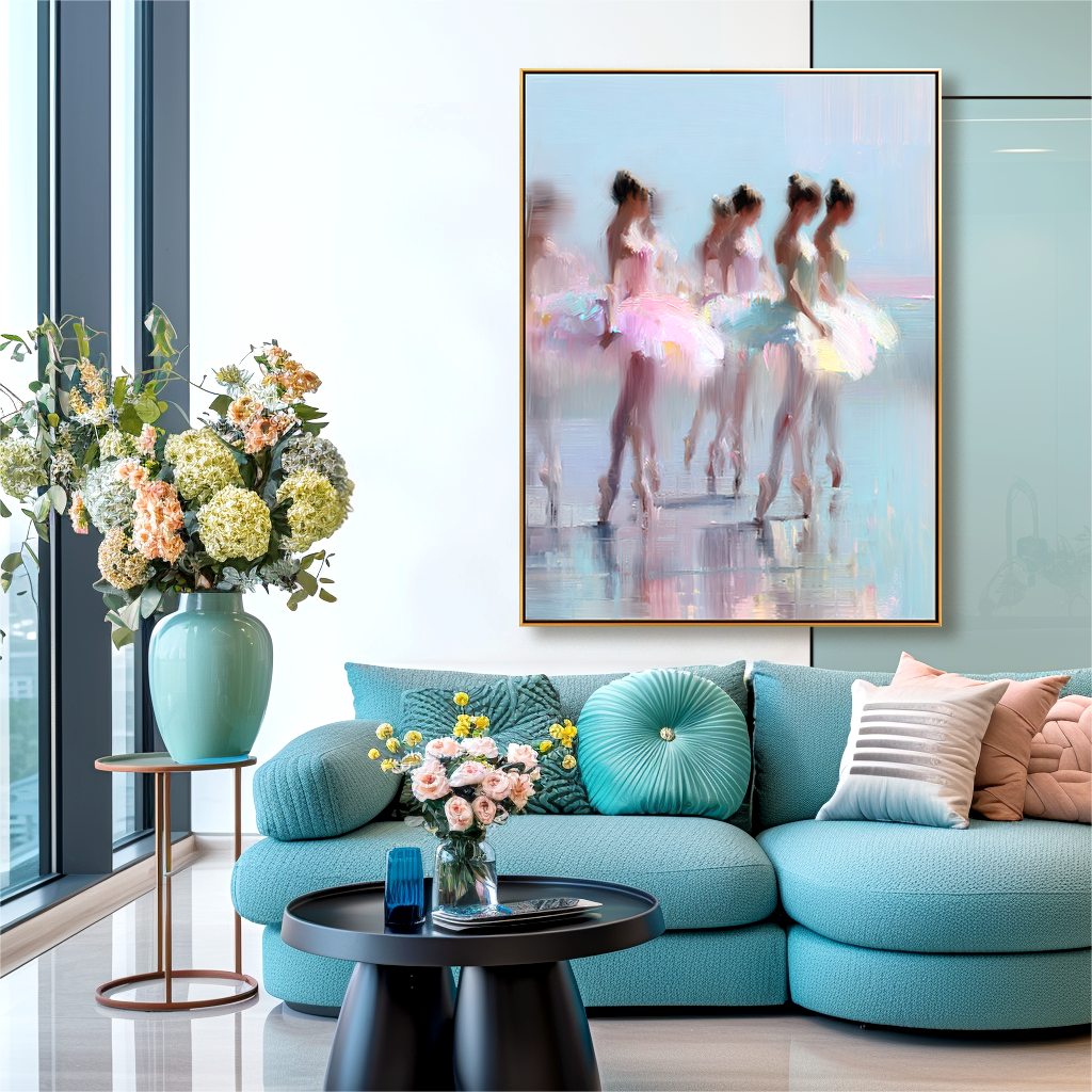 Elegant Ballet Dancers – Soft Abstract Art in Dreamy Pastels
