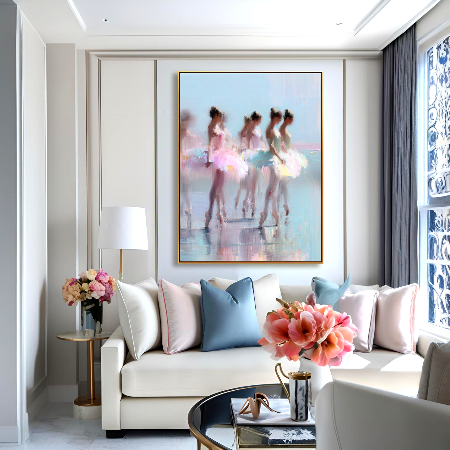 Elegant Ballet Dancers – Soft Abstract Art in Dreamy Pastels