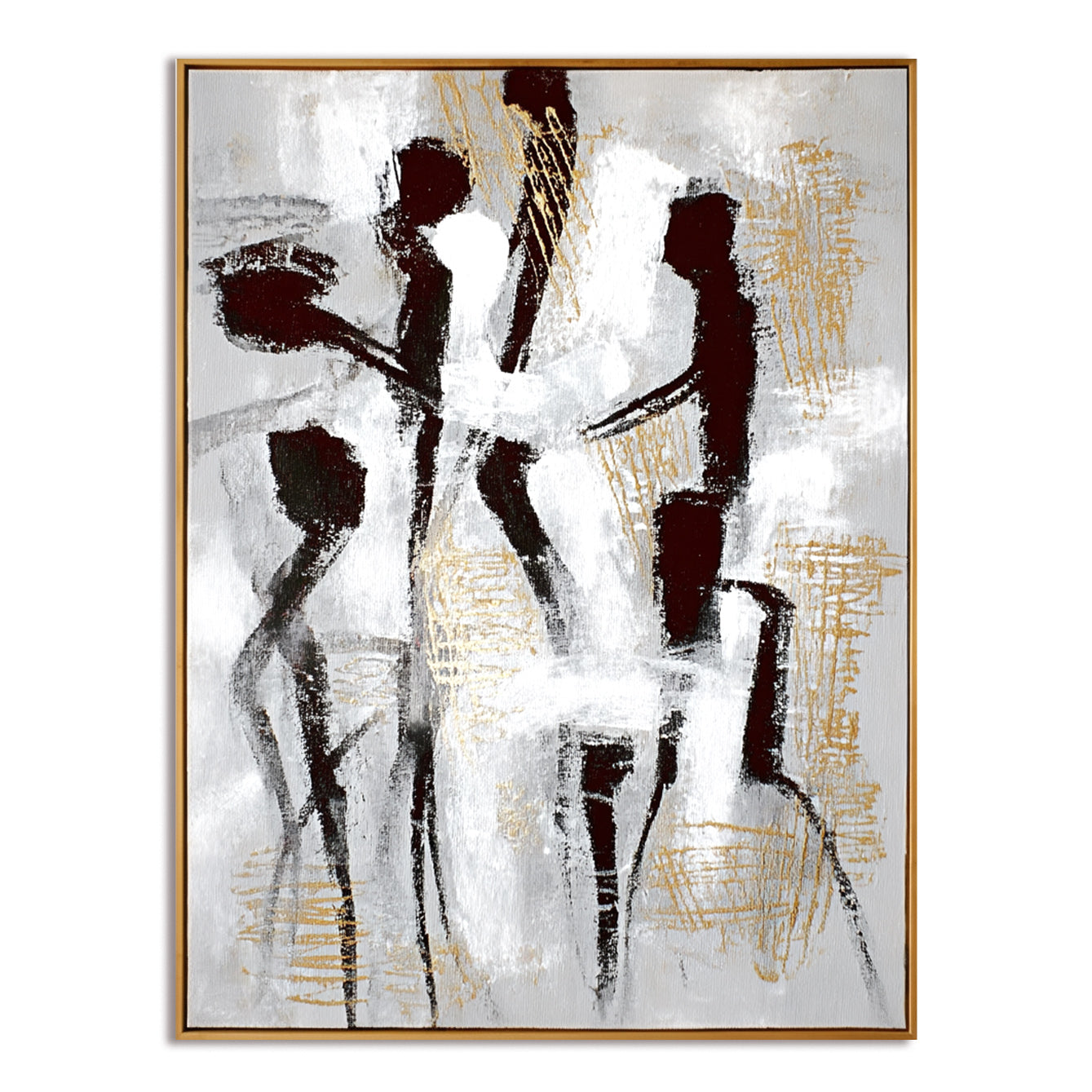 Abstract Figures in Motion – Black and White Minimalist Art