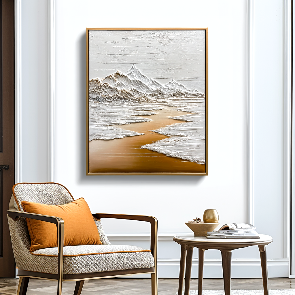 Textured Mountain Landscape - Minimalist Oil Painting