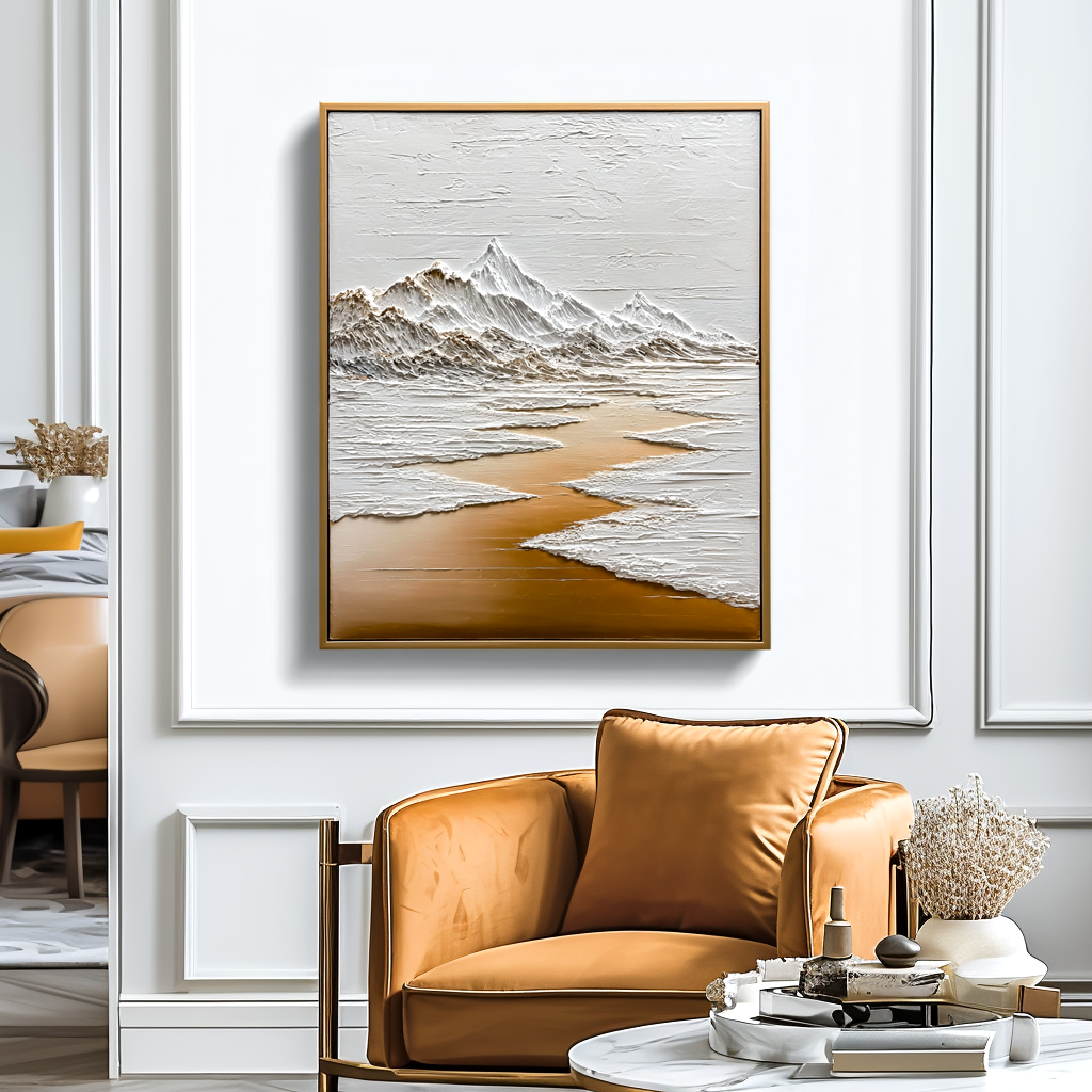 Textured Mountain Landscape - Minimalist Oil Painting