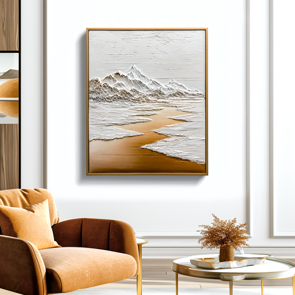 Textured Mountain Landscape - Minimalist Oil Painting