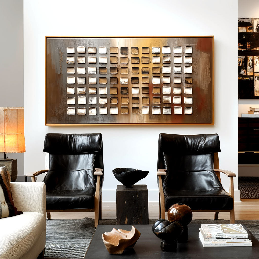 Abstract Grid - Textured Square Blocks in Earthy Tones