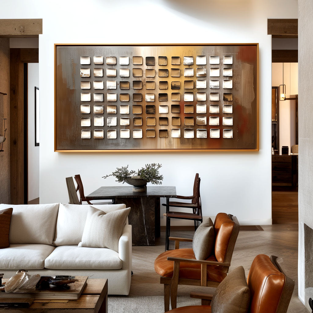 Abstract Grid - Textured Square Blocks in Earthy Tones