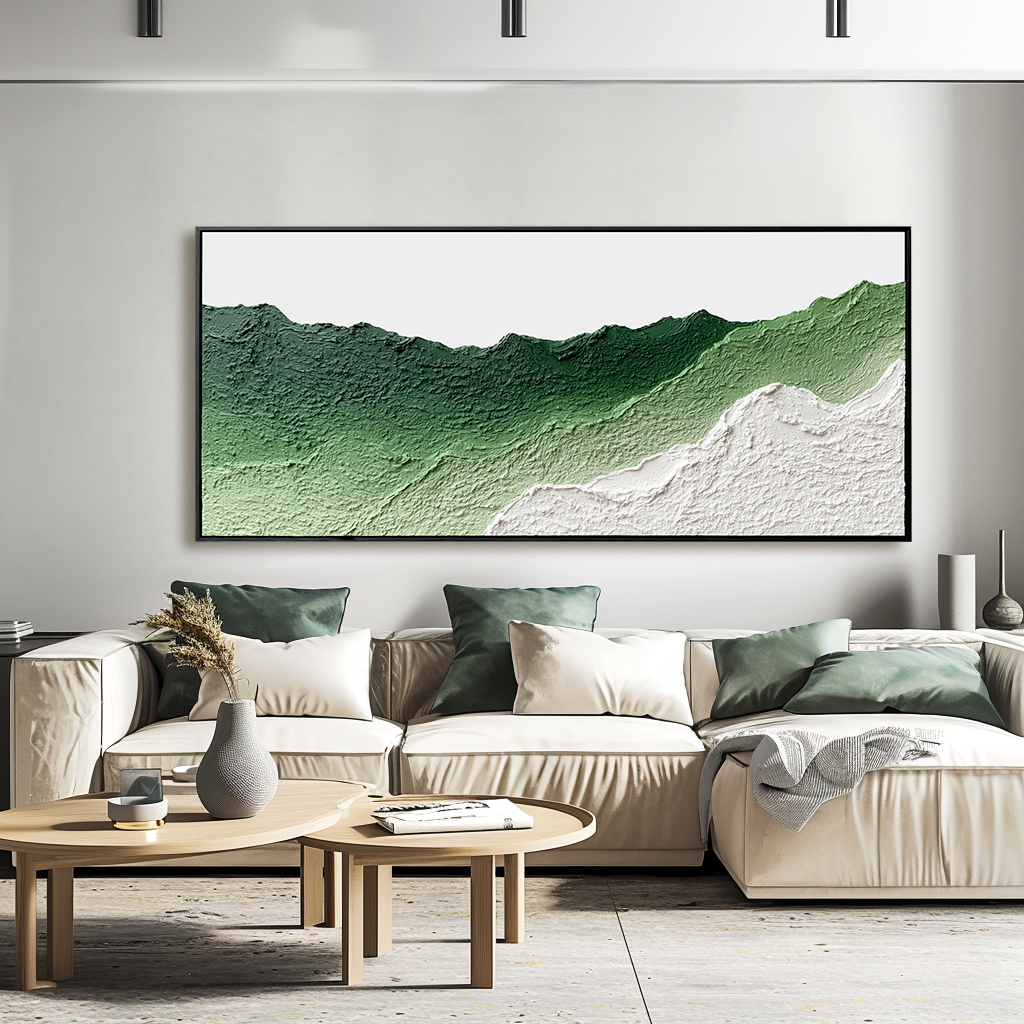 Abstract Green Landscape - Textured Oil Painting