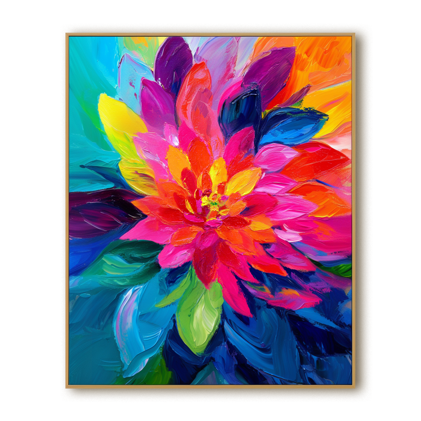 Vibrant Floral Oil Painting – Colorful Abstract Flower Art for Bold Spaces