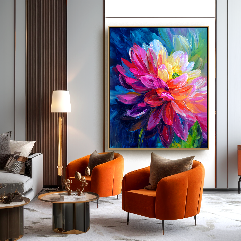 Radiant Floral Oil Painting – Bold and Vibrant Flower Art for Your Space