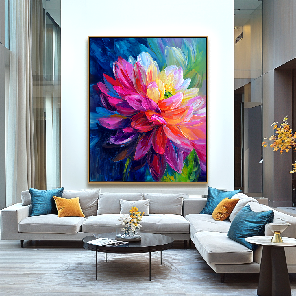Radiant Floral Oil Painting – Bold and Vibrant Flower Art for Your Space