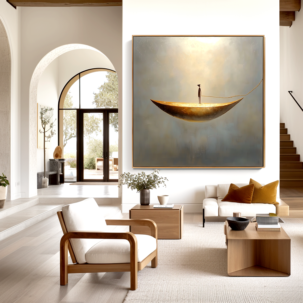 Light Path – Minimalist Abstract Boat Wall Art