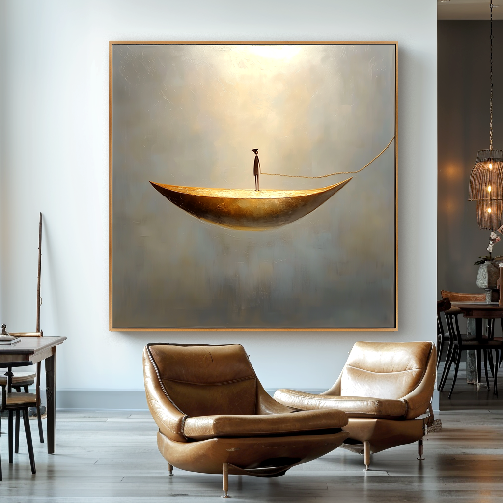Light Path – Minimalist Abstract Boat Wall Art