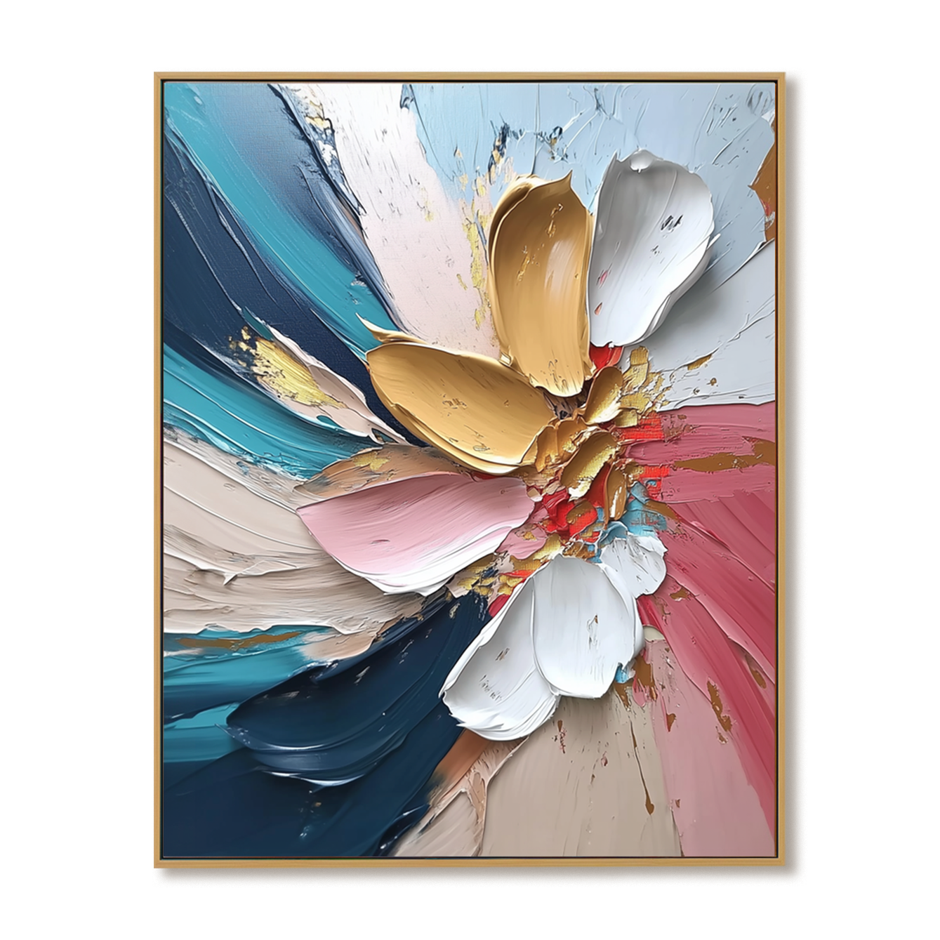Abstract Floral Textured Wall Art with Thick Petal Brushstrokes