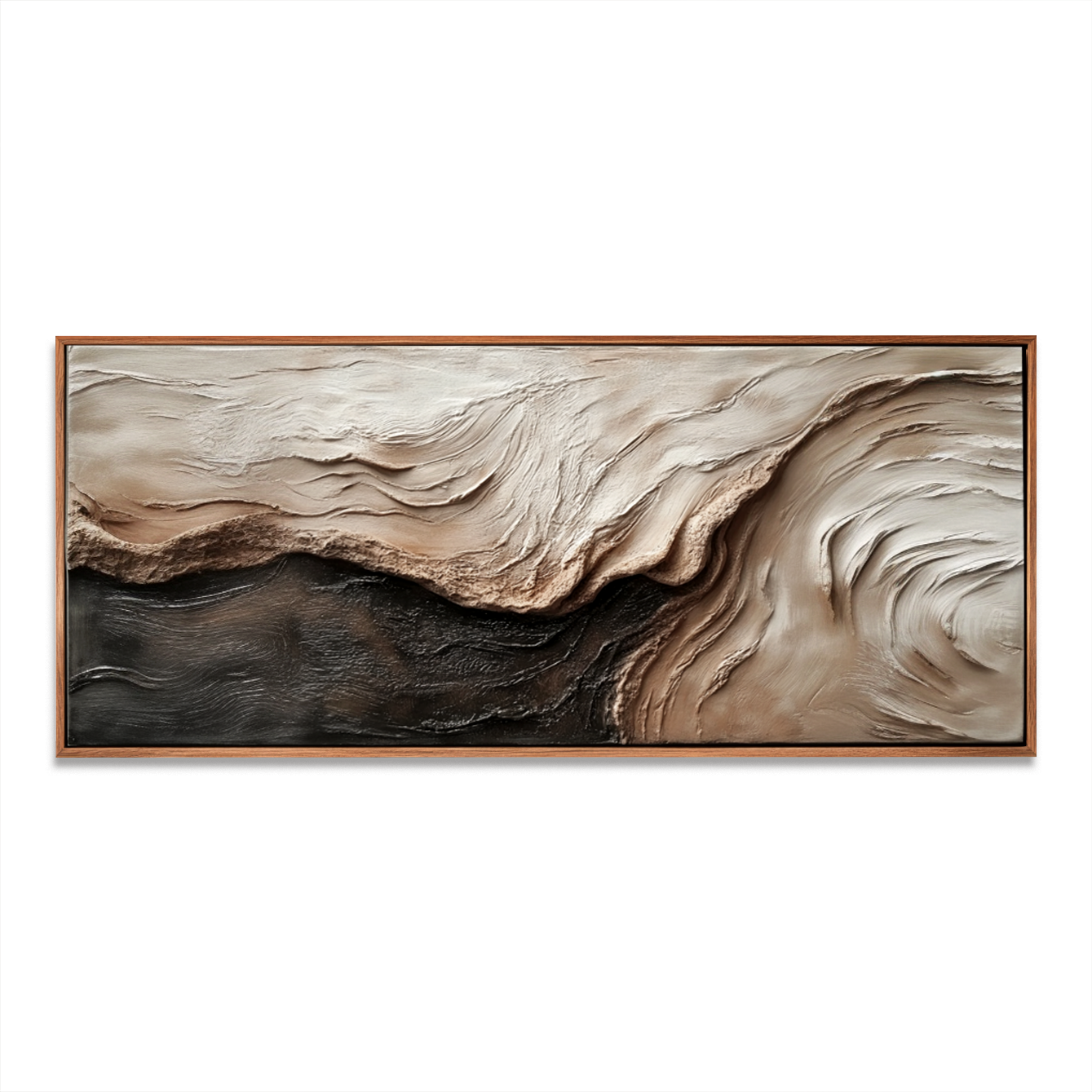 textured neutral abstract landscape painting with flowing earth tones
