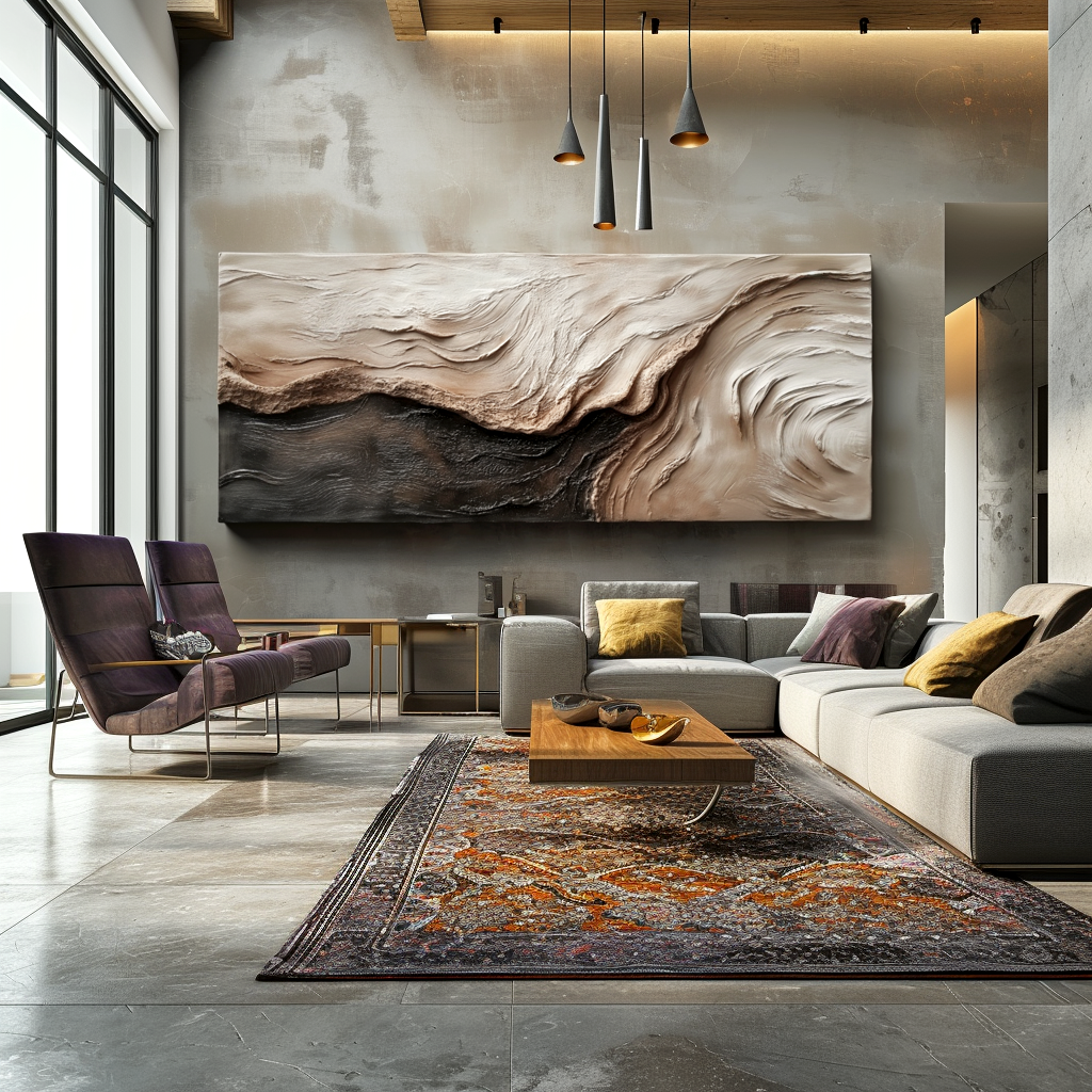 textured neutral abstract landscape painting with flowing earth tones