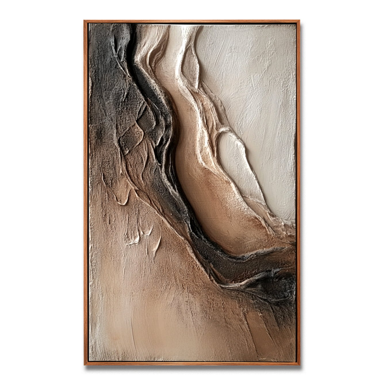 neutral canyon inspired textured abstract painting in earth tones