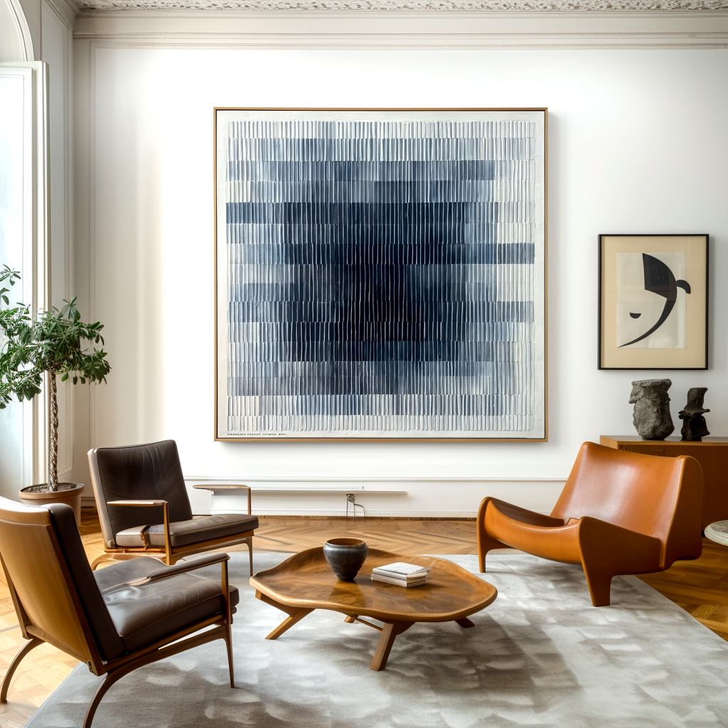 textured abstract wall art with a gradient of blue and white