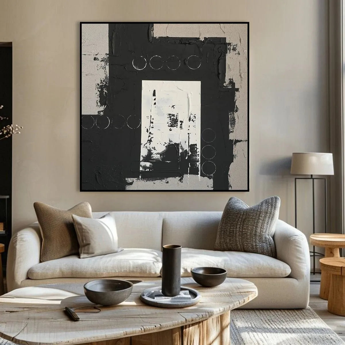 Abstract Black White Painting #AB195